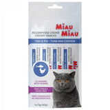 Recompense Cremoase pentru Pisici Adulte MIAU MIAU Creamy Snacks Ton și Pui 4x15g – Snack cu Taurină și Prebiotice