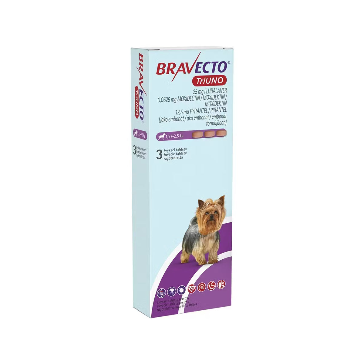Bravecto TriUNO – Comprimate masticabile pentru câini (3 tablete)