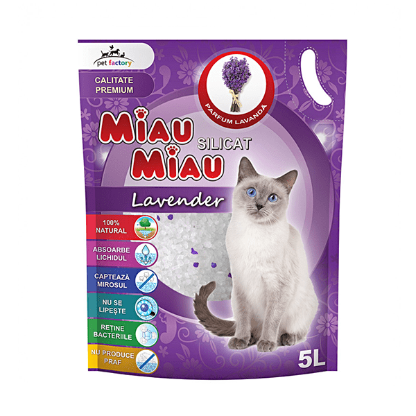 Nisip Pisici MIAU MIAU Lavanda Silicat 5L Adavet-min