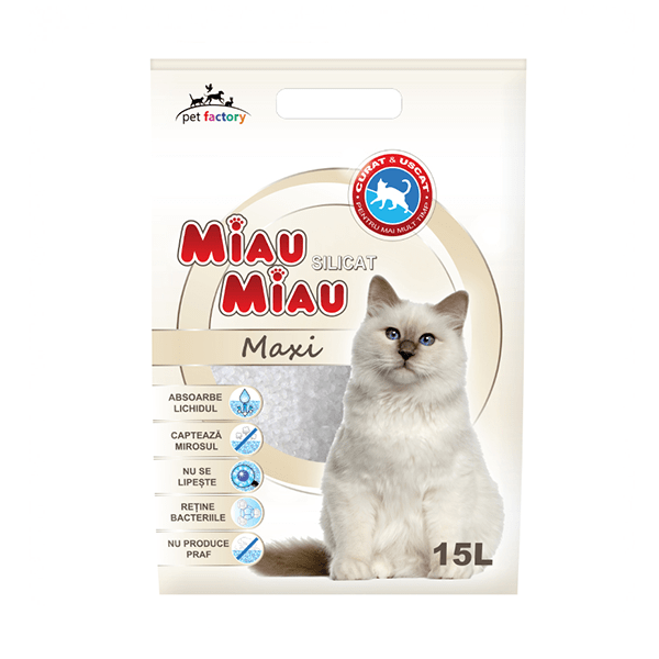 Asternut igienic pentru pisici Miau Miau MAXI Silicat 15L Adavet-min