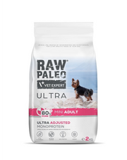 RAW PALEO Ultra Pork Mini Adult 2kg hrana caini rasa mica, cu porc