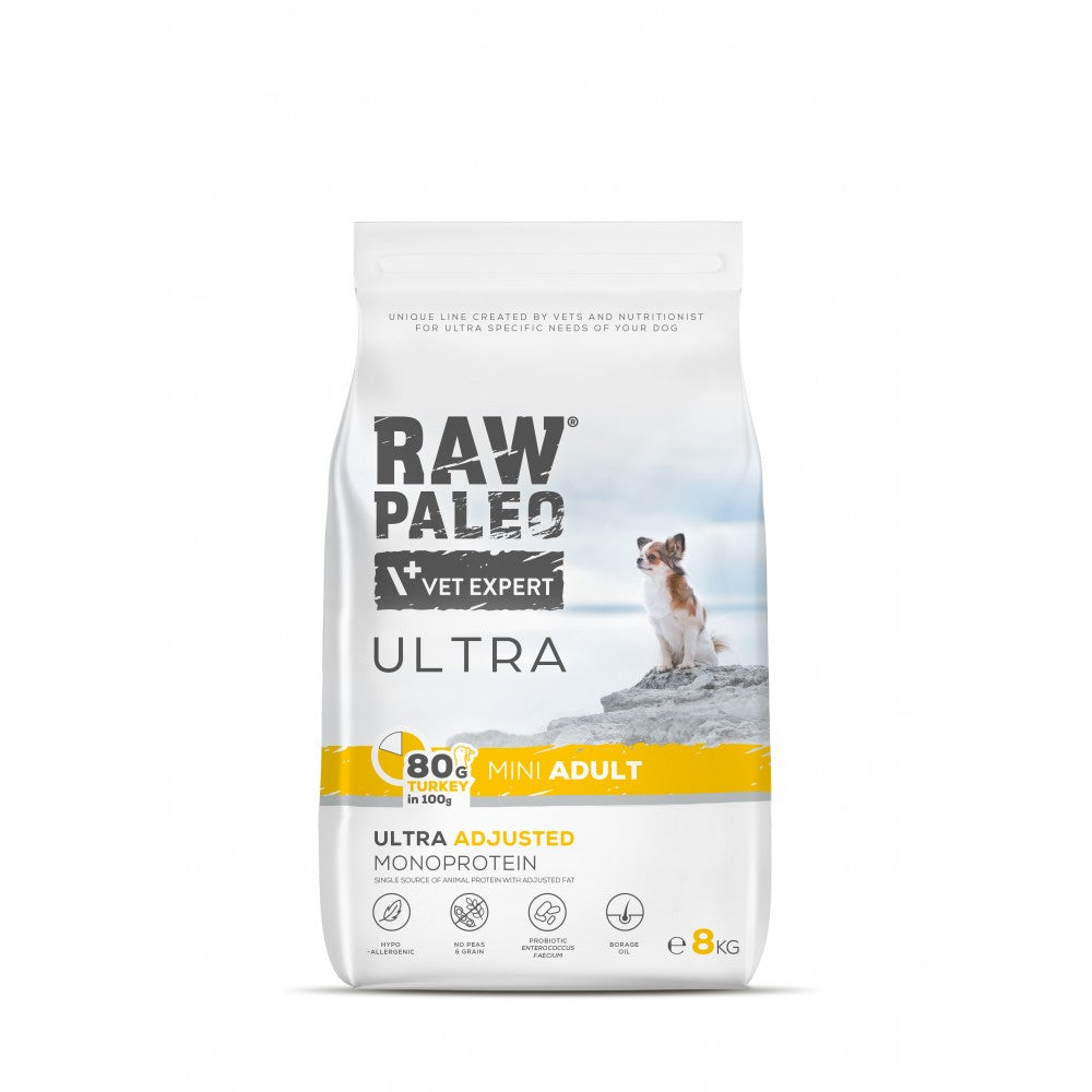 Raw Paleo Ultra Turkey Mini Adult 8kg hrana uscata pentru caini