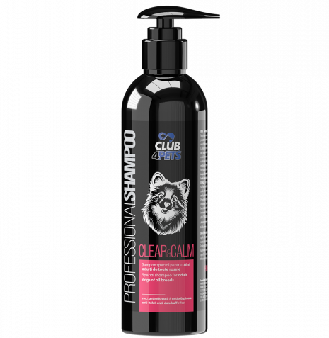 CLUB4PETS Sampon profesional CLEAR&CALM pentru caini adulti de toate rasele, efect ANTISCARPINARE si ANTIMATREATA, 250 ML