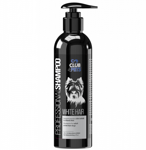 CLUB4PETS Sampon profesional WHITE HAIR pentru caini adulti cu blana alba, 250 ML