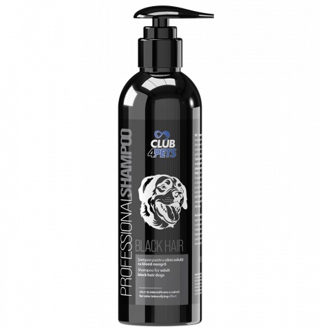 CLUB4PETS Sampon profesional BLACK HAIR pentru caini adulti cu blana neagra, 250 ML