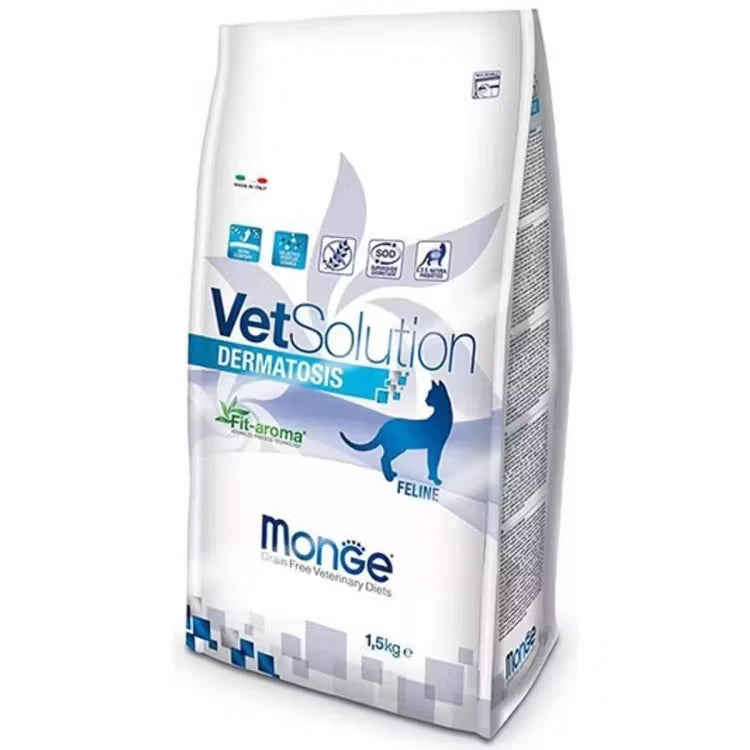 MONGE Vet Solution Cat Dermatosis Hrana uscata pentru pisici adulte cu afectiuni dermatologice 1,5 kg