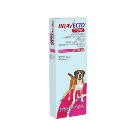 Bravecto TriUNO – Comprimate masticabile pentru câini (3 tablete)