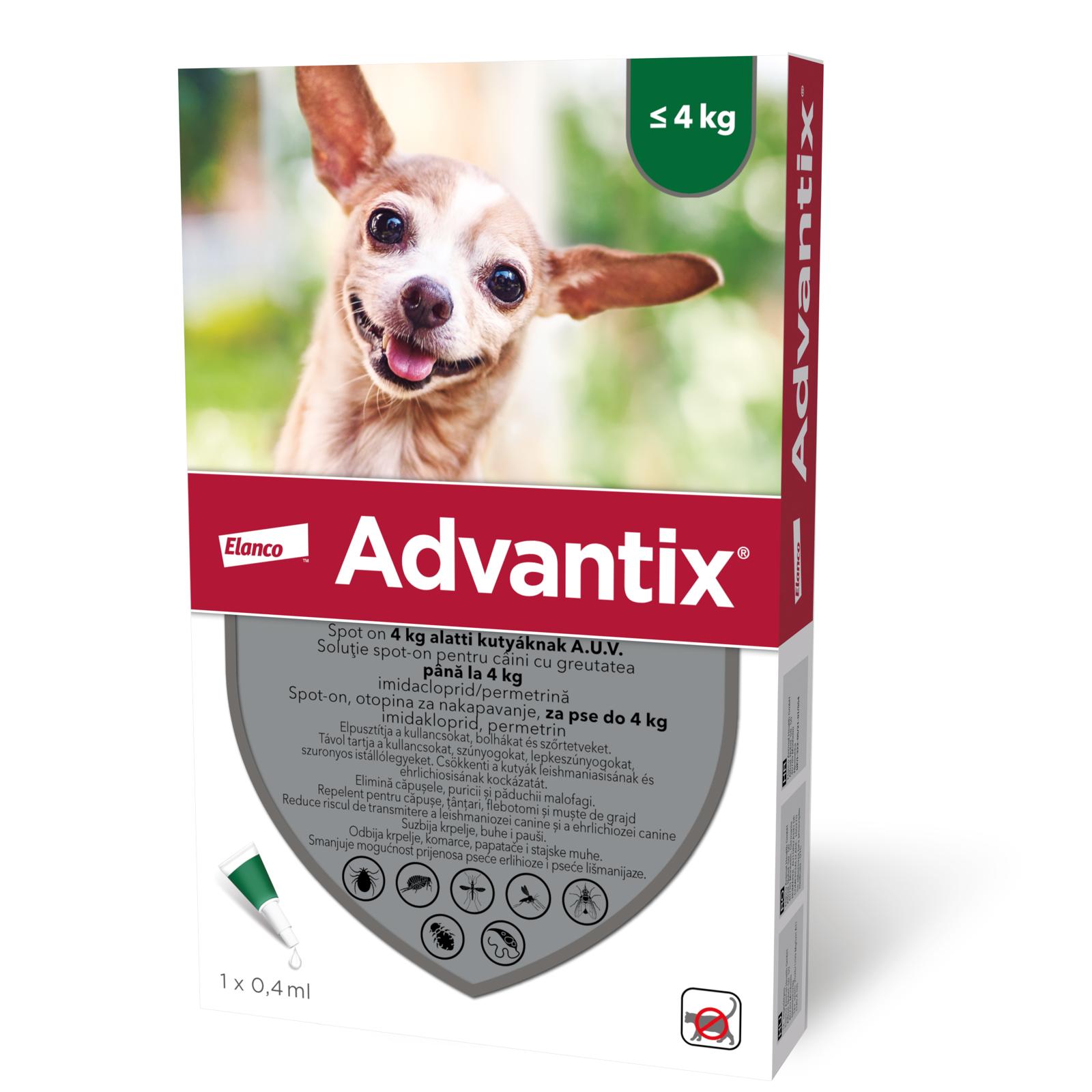 Advantix pipeta <4kg pipeta antiparazitara caini