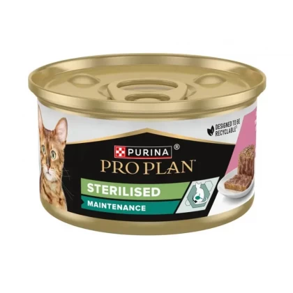 CONSERVA Purina Pro Plan Cat Sterilised Maintenance cu Ton și Somon, 85 g – Hrană Umedă pentru Pisici Sterilizate