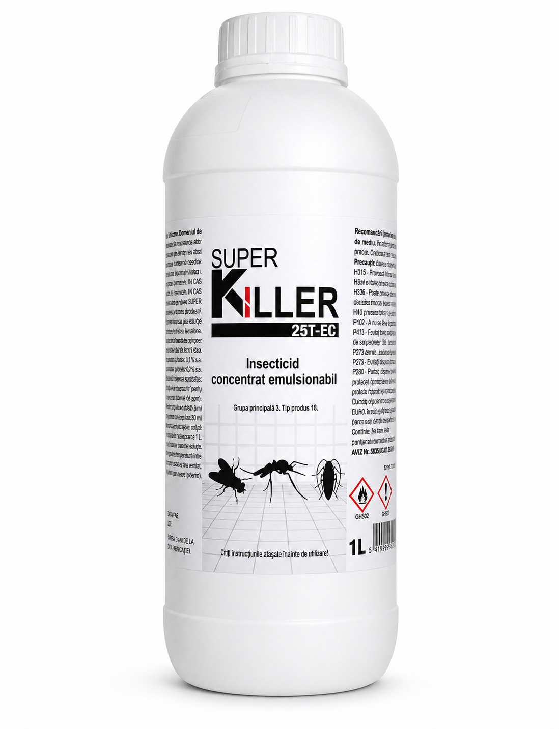 SUPER KILLER 25 EC 1L – Insecticid Profesional Puternic pentru Gândaci, Ploșnițe și Țânțari