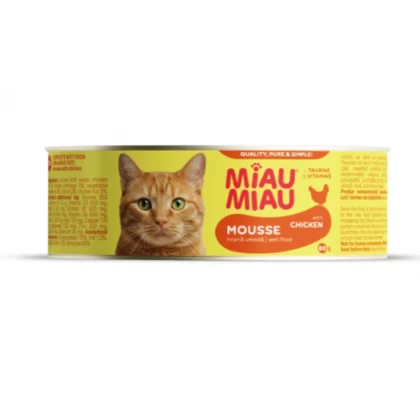 Conserva Pisici Miau Miau Mousse cu Pui, 80g - Hrana Umeda Premium Textura Cremoasa
