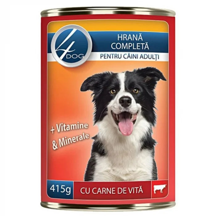 Hrana Umeda Caine Adult 4DOG Vita, Conserva 415g - Bucati in Sos cu Oua si Minerale