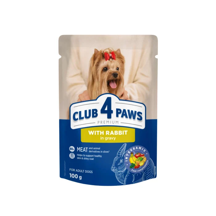 Hrana Umeda Caini Talie Mica Club 4 Paws Iepure in Sos, 100g