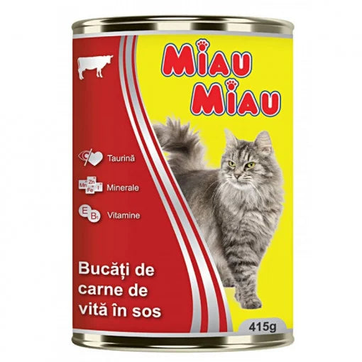 Hrana Umeda Pisici Miau Miau Vita, Conserva 415g - Bucati delicioase in Sos