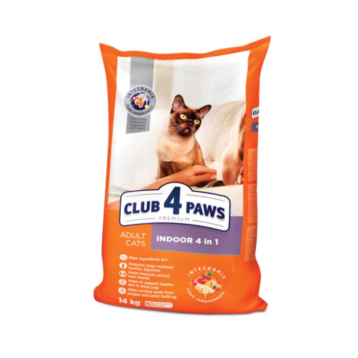 Hrană uscată premium Club 4 Paws Adult Cat Indoor cu pui, pentru pisici de interior, 14kg