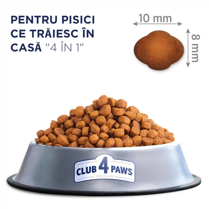 Hrană uscată premium Club 4 Paws Adult Cat Indoor cu pui, pentru pisici de interior, 14kg