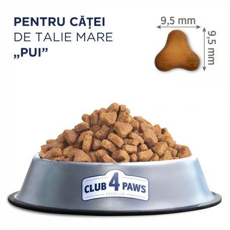 Hrană uscată premium Club 4 Paws Junior Large Breed cu pui, pentru căței de talie mare, 14kg