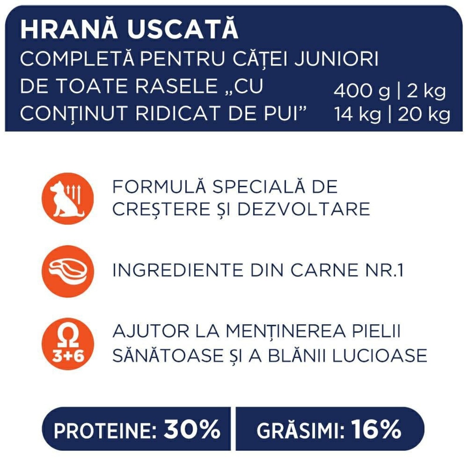 Hrană uscată premium Club 4 Paws Puppy, pentru căței, 14kg