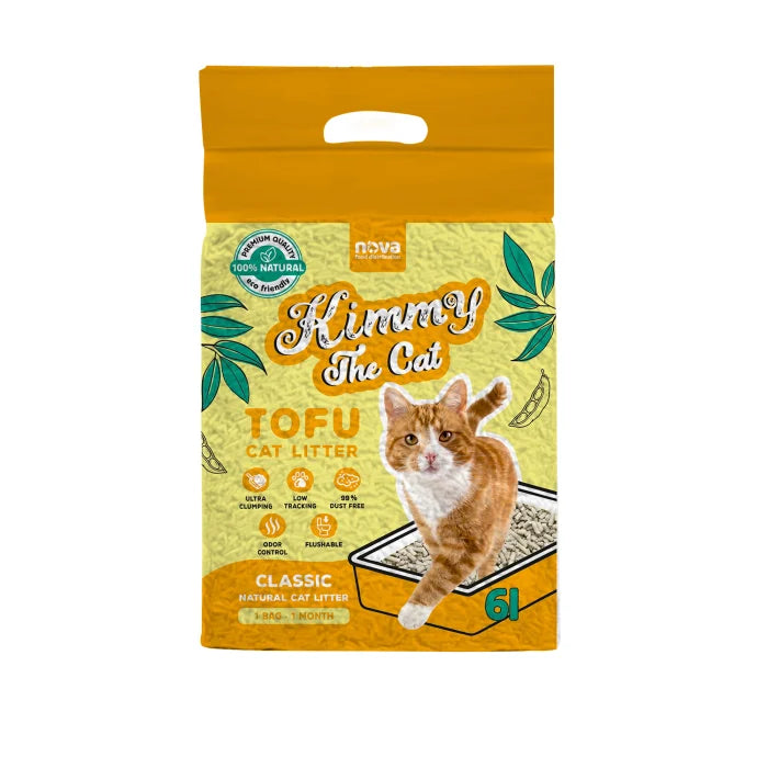 6L Tofu Kimmy The Cat Classic  – Așternut Vegetal Aglomerant pentru Pisici, Biodegradabil și Absorbant