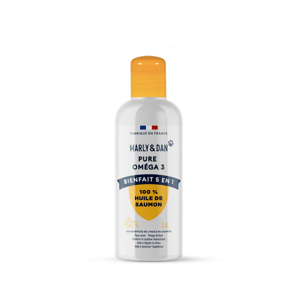 Marly & Dan Ulei de Somon pentru Câini și Pisici, 100 ml – Supliment Natural cu Omega-3 pentru Piele, Blană, Articulații și Sistem Cardiovascular
