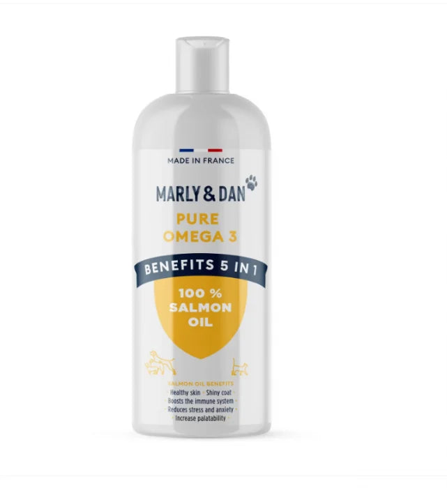 Marly & Dan Ulei de Somon pentru Câini și Pisici, 250 ml – Supliment Natural cu Omega-3 pentru Piele, Blană, Articulații și Sistem Cardiovascular