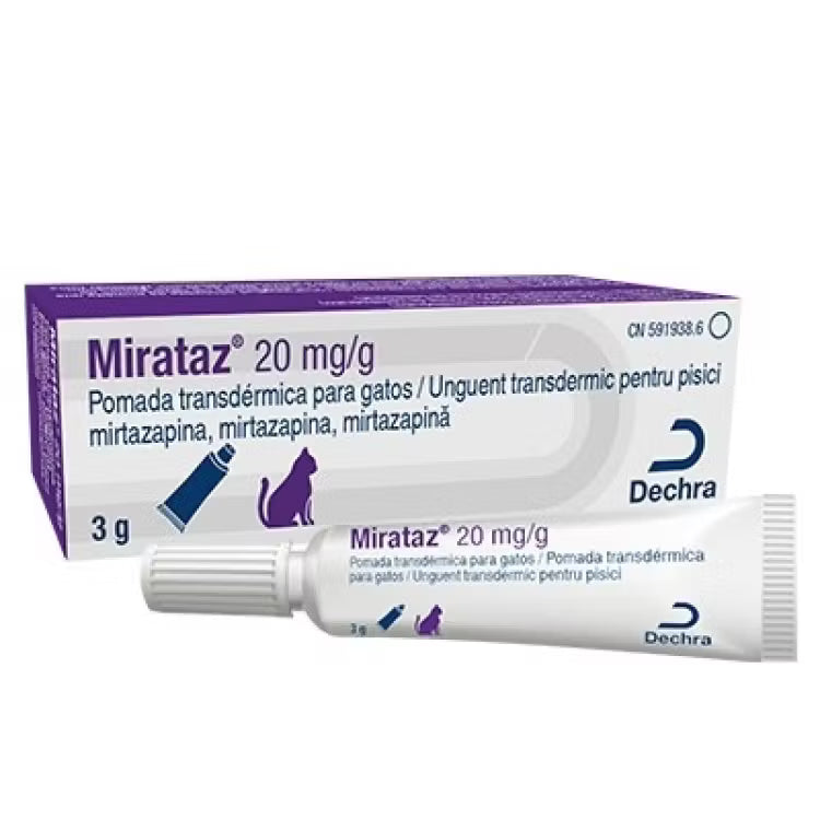 Mirataz 20 mg/g – Unguent transdermic cu mirtazapină pentru pisici, 3 g