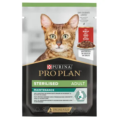 PURINA PRO PLAN STERILISED cu Vită, hrană umedă pentru pisici 85gr