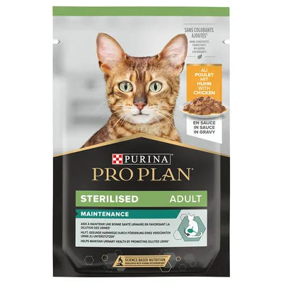 PURINA PRO PLAN STERILISED cu pui in sos, hrană umedă pentru pisici 85gr