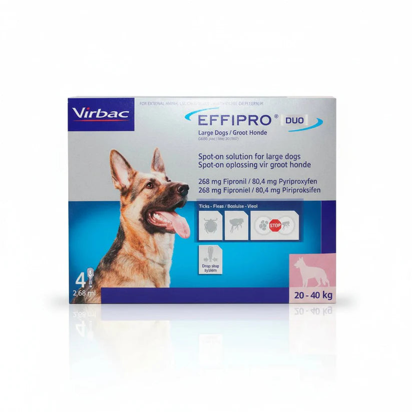 Pipete Antiparazitare Câini Talie Mare Effipro Duo L (20-40 kg) - 4 pipete