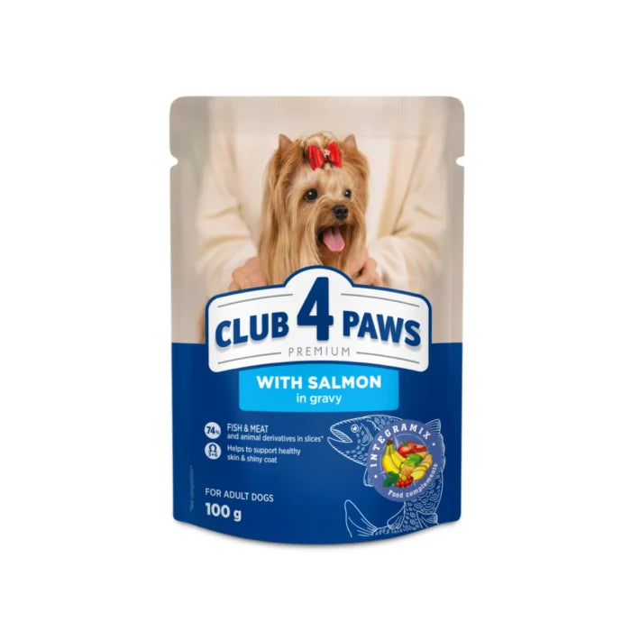 Plic Hrana Umeda Caini Talie Mica Club 4 Paws Somon in Sos, 100g
