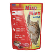 Plic Hrană Umedă Pisici Adulte Miau Miau, Vită în Sos, 100g