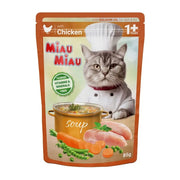 Plic Hrană Umedă Pisici Miau Miau, Supă cu Pui și Legume, 85g