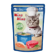 Plic Hrană Umedă Pisici Miau Miau, Supă cu Ton și Somon, 85g