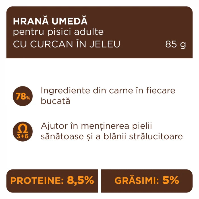 Plic Pisică Adultă cu Curcan în Aspic 85g Club 4 Paws – Hrană Umedă Premium cu Omega 3 și 6