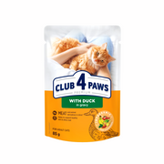 Plic Pisică Adultă cu Rață în Sos 85g Club 4 Paws – Hrană Umedă Premium cu Omega 3 și 6