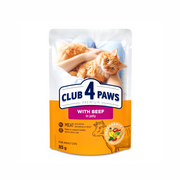Plic Pisică Adultă cu Vită în Aspic 85g Club 4 Paws – Hrană Umedă Premium cu Omega 3 și 6
