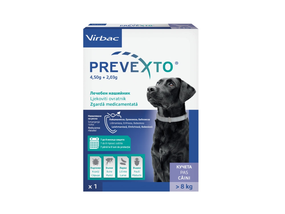 PreveXto zgardă antiparazitară pentru câini peste 8 kg, 70 cm