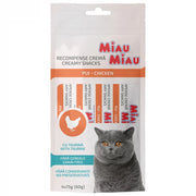 Recompense Cremoase pentru Pisici Adulte MIAU MIAU Creamy Snacks Pui 4x15g – Snack cu Taurină și Prebiotice