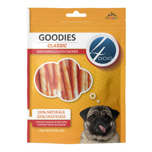 Recompense pentru Câini Adulți 4DOG GOODIES Classic Piele Presată și Pui 100g