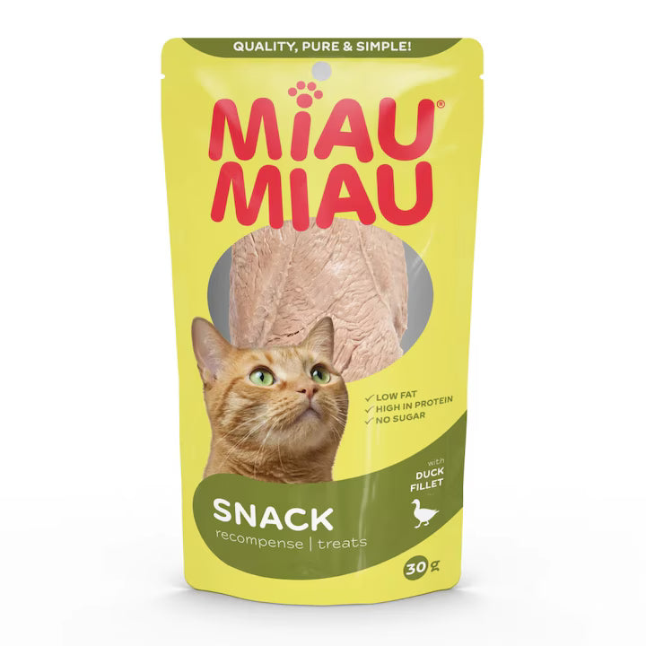 Recompense pentru Pisici Adulte Miau Miau – Piept de Rață Natural, 30 g
