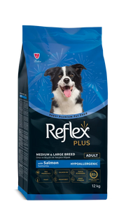 Reflex Plus Adult Somon Hypoallergenic 12 kg – Hrana uscata pentru caini - Formula hipoalergenica pentru caini adulti activi