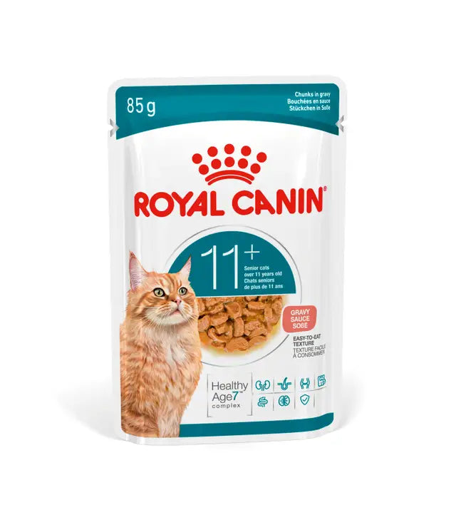 Royal Canin Ageing 11+ Chunks in Gravy – Hrană umedă pentru pisici seniori, 12x85 g