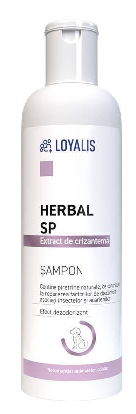 Sampon antiparazitar Loyalis Herbal SP cu Piretrine Naturale, Câini și Pisici, 200 ml