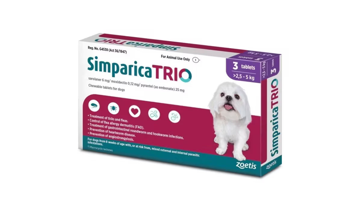 Simparica Trio Caini (2.5 - 5 kg), 3 comprimate masticabile