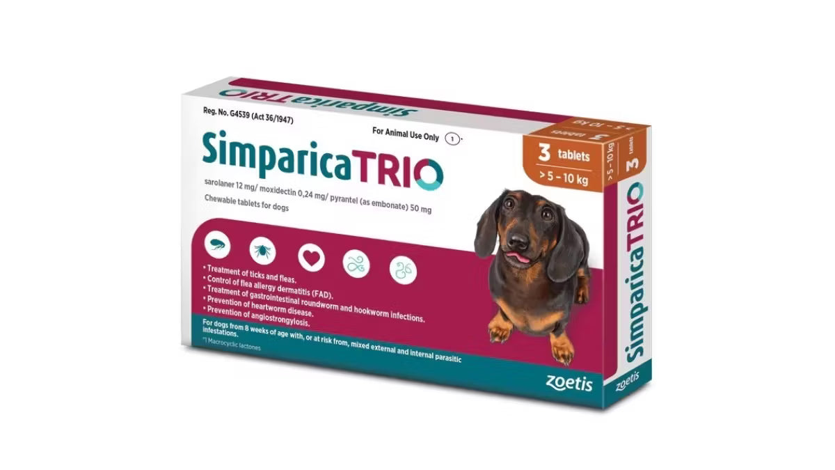 Simparica Trio Caini (5.1 - 10 kg), 3 comprimate masticabile