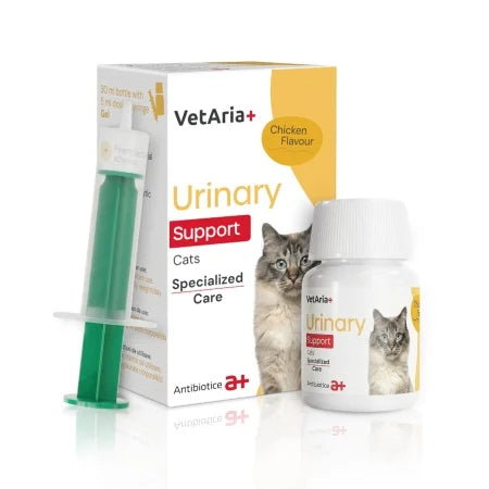 VetAria+ Urinary Support Cats, Gel Oral pentru Sănătatea Tractului Urinar la Pisici, 30 ml (include seringă dozatoare)