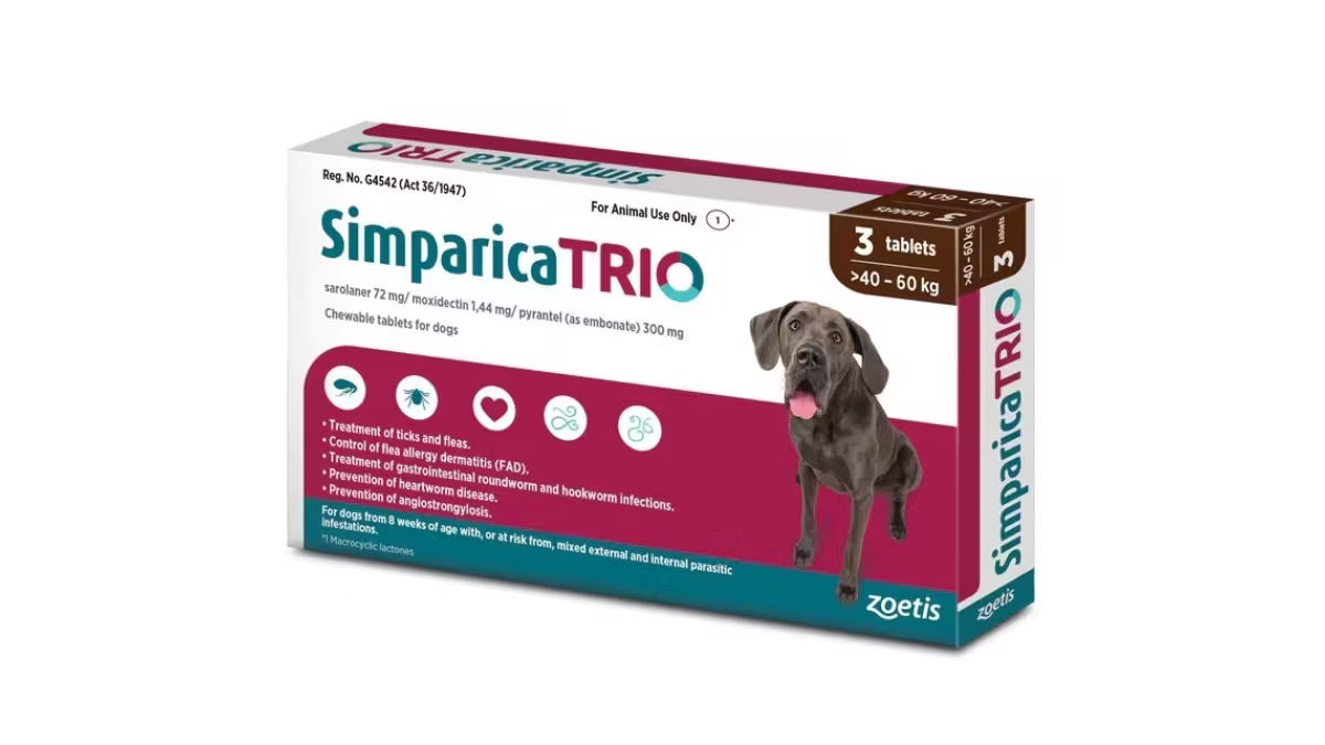 Simparica Trio Caini (40.1 - 60 kg), 3 comprimate masticabile