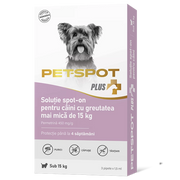 3 Pipete Pet Spot Plus Câine Talie Mică (<15 kg) – Antiparazitar cu Permetrină | Protecție Purici, Căpușe și Țânțari